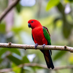 Caribbean Holidays, Dominica Birdwatching, A scarlet sisserou parrot perched on a branch in Dominica's lush rainforest, with soft morning light and tropical foliage