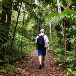 Caribbean Holidays, Dominica Birdwatching, Experienced local bird guide leading visitors along a shaded rainforest trail in Dominica