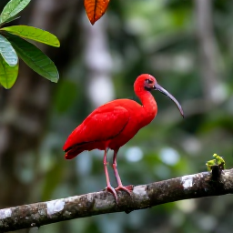 Caribbean Holidays, Dominica Birdwatching, Scarlet ibis and tropical birds in lush Dominica rainforest during early morning light