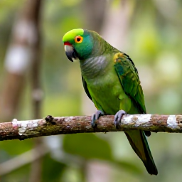 Caribbean Holidays, Dominica Birdwatching, Sisserou parrot perched on a branch in Morne Diablotin rainforest, Dominica