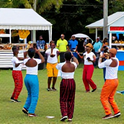 Caribbean Holidays, Dominica Culture Holidays, Dominican Creole festival with musicians, dancers in colourful clothing, traditional food stalls and cheerful crowds