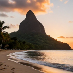 Caribbean Holidays, Dominica December Holidays, Peaceful tropical beach and rainforest landscape in Dominica at sunset, representing a relaxed December Caribbean holiday
