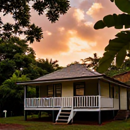Caribbean Holidays, Dominica December, Small eco-friendly guesthouse near the rainforest on Dominica at sunset