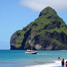 Caribbean Holidays, Dominica December Tours, A small boat travelling along Dominica's rugged west coast, with clear blue water, green cliffs, and snorkellers near the shore