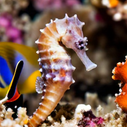 Caribbean Holidays, Dominica Diving February, Close-up of a seahorse, frogfish and tropical reef fish among colourful coral in Dominica