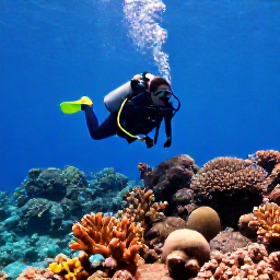 Caribbean Holidays, Dominica Diving February, Scuba diver exploring a colourful coral reef and volcanic underwater landscape in Dominica during February
