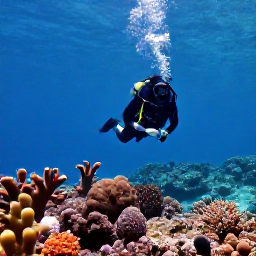 Caribbean Holidays, Dominica Diving July, Scuba divers exploring a colourful coral reef in clear blue Caribbean water off Dominica