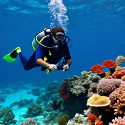 Caribbean Holidays, Dominica Diving June, Scuba diver exploring colourful coral reefs and clear tropical water off Dominica in June
