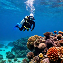 Caribbean Holidays, Dominica Diving November, A scuba diver exploring colourful coral reef and volcanic underwater scenery in clear Caribbean water off Dominica