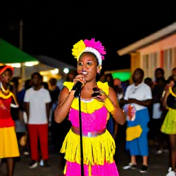 Caribbean Holidays, Dominica February Holidays, A friendly evening street celebration in Dominica during February, with colourful costumes, music and local food in a Caribbean town
