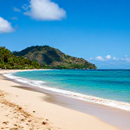 Caribbean Holidays, Dominica February Holidays, A sunny Caribbean beach in Dominica in February, with calm turquoise water, green hills and a relaxed holiday atmosphere