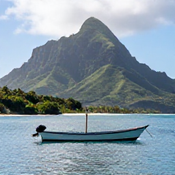 Caribbean Holidays, Dominica Fishing, A small fishing boat on calm Caribbean water off Dominica, with green volcanic mountains and a bright tropical coastline in the background