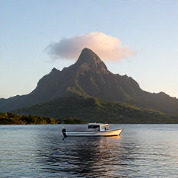 Caribbean Holidays, Dominica Fishing June, A small fishing boat on calm Caribbean water off Dominica at sunrise, with green volcanic mountains in the background