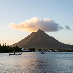 Caribbean Holidays, Dominica in August, A calm Dominica coastline at sunset with volcanic hills, fishing boats and a small Caribbean village