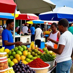 Caribbean Holidays, Dominica in August, Friendly local market in Roseau, Dominica, with colourful fruit, spices and welcoming stallholders on a sunny August morning