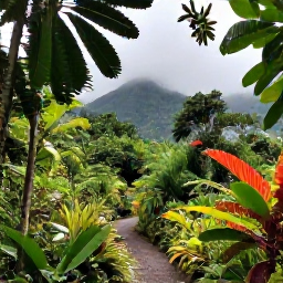 Caribbean Holidays, Dominica in August, Lush Dominica rainforest in August, with misty mountains, vibrant tropical foliage and a clear forest trail