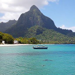 Caribbean Holidays, Dominica in February, A calm turquoise Caribbean bay in Dominica with a small boat, forested mountains and snorkellers exploring clear water