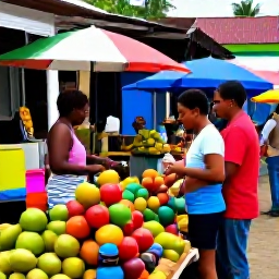 Caribbean Holidays, Dominica in February, A friendly Dominica village market with colourful tropical fruit, local crafts and residents browsing stalls