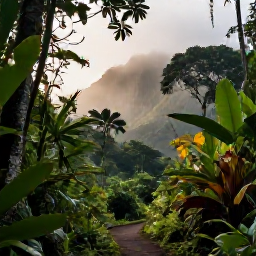 Caribbean Holidays, Dominica in February, Lush Dominica rainforest in February with misty mountains, tropical foliage and a walking trail beneath soft morning light