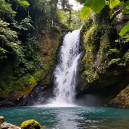 Caribbean Holidays, Dominica in February, Peaceful tropical rainforest in Dominica with a gentle waterfall, lush green foliage and a quiet pool