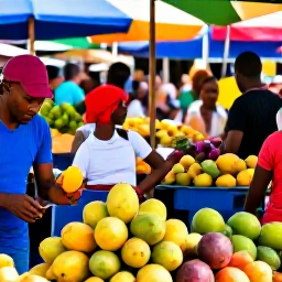 Caribbean Holidays, Dominica in February, Roseau market in Dominica with colourful tropical fruit, local produce and friendly shoppers on a bright February morning