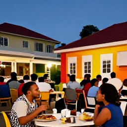 Caribbean Holidays, Dominica in January, A friendly evening in Roseau, Dominica, with local restaurants, colourful buildings, Caribbean food and visitors enjoying a relaxed atmosphere