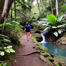 Caribbean Holidays, Dominica in January, A January hiking scene in Dominica showing a rainforest trail, a clear waterfall pool, tropical plants and visitors walking beneath tall trees