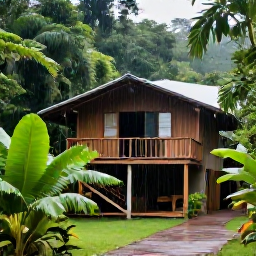Caribbean Holidays, Dominica in July, Comfortable eco-lodge in Dominica surrounded by lush rainforest during a gentle July shower