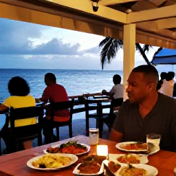 Caribbean Holidays, Dominica in June, A friendly seaside restaurant in Roseau, Dominica, serving fresh local food on a warm June evening