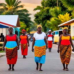 Caribbean Holidays, Dominica in June, Colourful traditional Dominica cultural celebration in a village street during June, local people in relaxed festive clothing, tropical greenery and warm Caribbean light