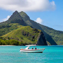 Caribbean Holidays, Dominica in March, A private couple's boat gliding past Dominica's rugged green coastline and clear turquoise water on a sunny March day