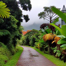 Caribbean Holidays, Dominica in November, Lush Dominica rainforest in November with misty mountains, tropical foliage and a narrow trail after light rain