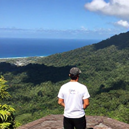 Caribbean Holidays, Dominica in October, A scenic Dominica mountain viewpoint overlooking rainforest valleys and the Caribbean Sea, with a traveller enjoying a clear October afternoon