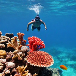 Caribbean Holidays, Dominica Instagram Spots, A snorkeller above bright coral and colourful fish in the clear waters of Champagne Reef, Dominica