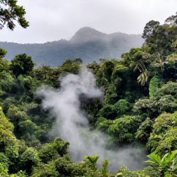 Caribbean Holidays, Dominica Instagram Spots, Sulphur springs and misty rainforest landscape in the Valley of Desolation, Dominica