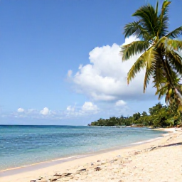 Caribbean Holidays, Dominica January Holidays, A sunny Caribbean beach in Dominica in January, with calm turquoise water, palm trees and a relaxed holiday atmosphere