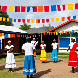 Caribbean Holidays, Dominica January Holidays, Colourful traditional Dominican cultural celebration with local people, music and decorations in a village setting