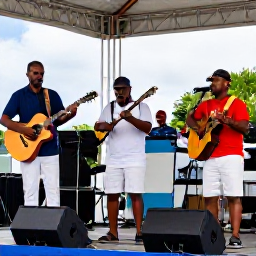 Caribbean Holidays, Dominica January Holidays, Dominican musicians performing lively traditional Caribbean music at an outdoor cultural event