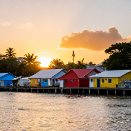 Caribbean Holidays, Dominica January Holidays, Small fishing village and colourful waterfront in Dominica at sunset, with local Caribbean food and welcoming holiday atmosphere