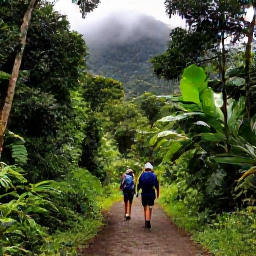 Caribbean Holidays, Dominica July Holidays, Hikers walking through misty rainforest towards Boiling Lake in Dominica during July