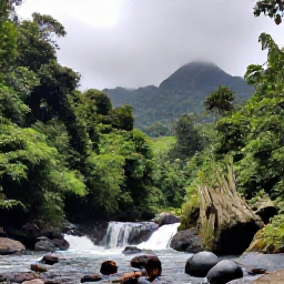 Caribbean Holidays, Dominica July Holidays, Visitors exploring Dominica rainforest near a waterfall and volcanic river, with dense green foliage and misty mountain scenery