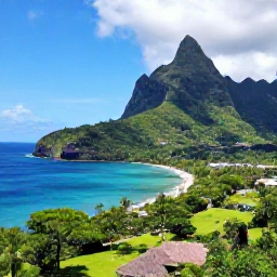 Caribbean Holidays, Dominica June Holidays, A lush Caribbean island coastline in Dominica during June, with volcanic mountains, rainforest and clear blue sea