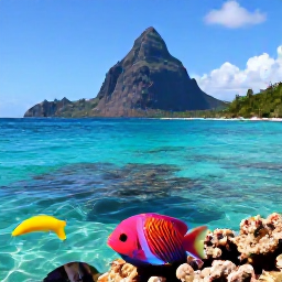 Caribbean Holidays, Dominica Luxury Holidays, Crystal-clear Caribbean water off Dominica with colourful reef fish, snorkeller and volcanic coastline