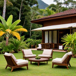 Caribbean Holidays, Dominica Luxury Holidays, Luxury eco resort surrounded by lush rainforest and tropical gardens in Dominica, Caribbean, with elegant outdoor seating