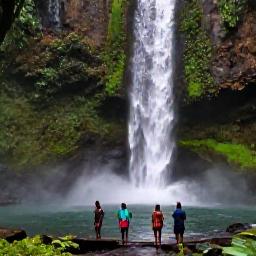 Caribbean Holidays, Dominica Luxury Holidays, Visitors walking through Dominica's tropical rainforest towards a steaming waterfall and natural pool in December