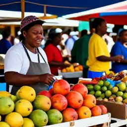 Caribbean Holidays, Dominica March Holidays, Colourful Roseau market in Dominica with fresh tropical fruit, local spices and friendly vendors on a sunny March morning