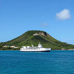 Caribbean Holidays, Dominica Multi Country, A comfortable Caribbean ferry travelling between green islands under a bright blue sky, with calm turquoise water