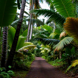 Caribbean Holidays, Dominica Nature Holidays, A lush Dominica rainforest trail in January, with tall palms, dense green foliage and soft morning light