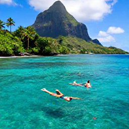 Caribbean Holidays, Dominica Nature Holidays, Quiet Caribbean bay on Dominica with snorkellers in clear water, volcanic cliffs, rainforest and colourful fish beneath the surface