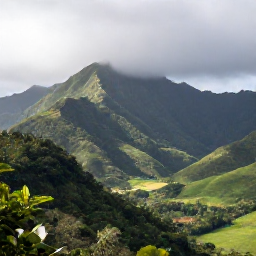 Caribbean Holidays, Dominica November, Dramatic Dominica rainforest viewpoint in November, with misty mountains, lush green valleys and soft tropical light